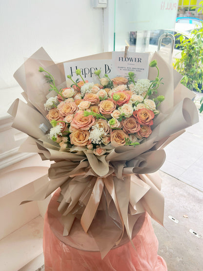 复古卡布奇诺玫瑰 - 80iflorist KL花店