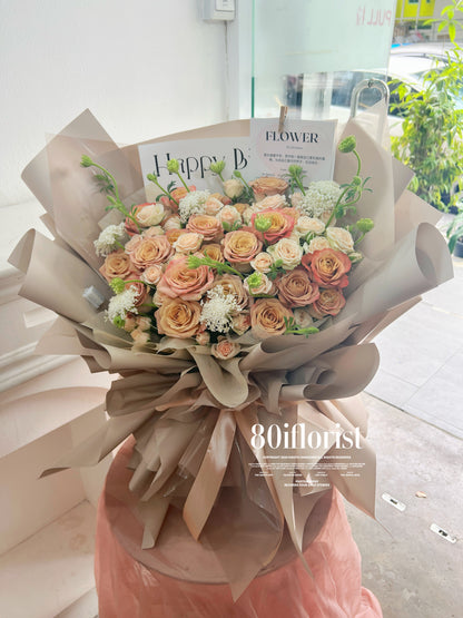 卡布奇诺玫瑰花束 - KL花店 Cappuccino Rose Bouquet Delivery