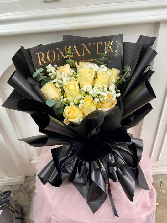 Fresh Champagne Rose Bouquet - Mid Valley