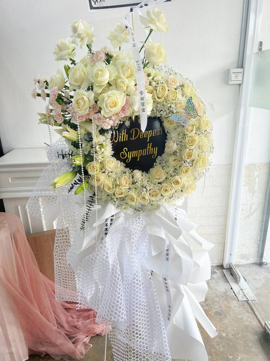 【立式白事慰问花圈】Condolence Flowers & Wreath - Xiao En Cheras