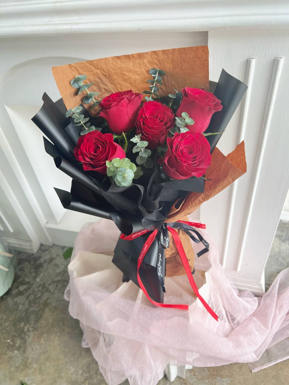 Kuchai Lama 花店推荐 5朵红玫瑰花束Fresh Rose Bouquet