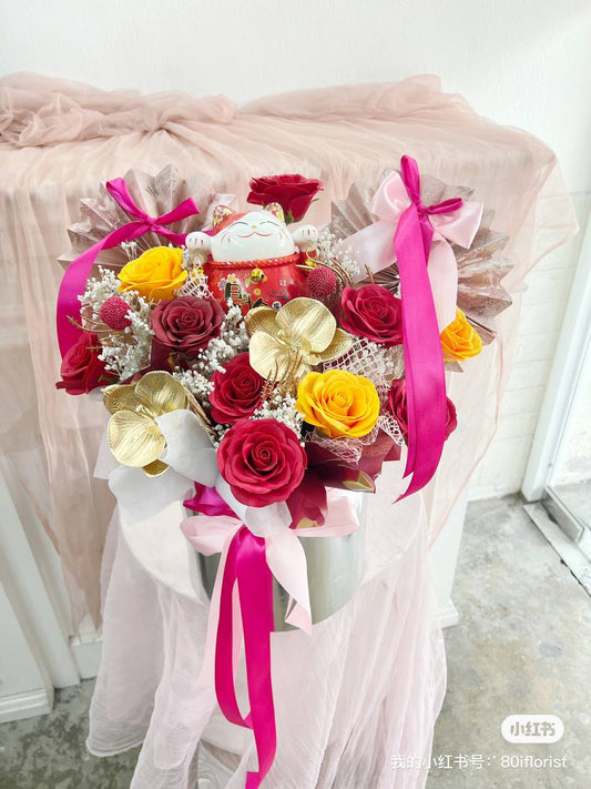 Congratulatory Lucky Cat Table Flower - KL Same day Delivery