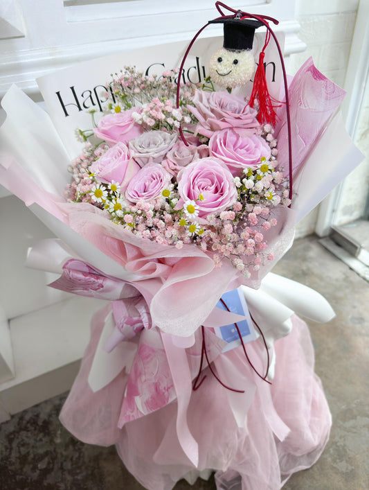 Flower Shop Kuala Lumpur(KL) - Graduation Bouquet of Pink Roses