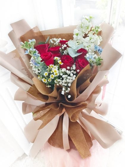 Fresh red rose bouquet – Bangsar florist delivery