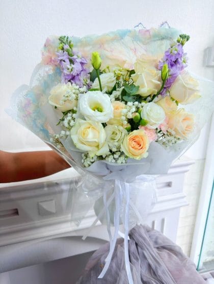 Fresh Purple with Pink Roses Bouquet – RF34