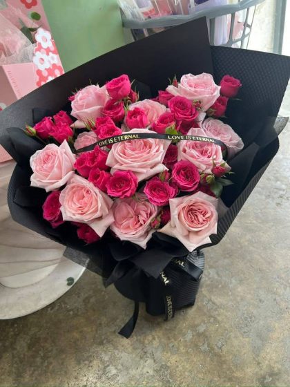 Taman Desa Fresh Pink Lychee Rose Bouquet Delivery