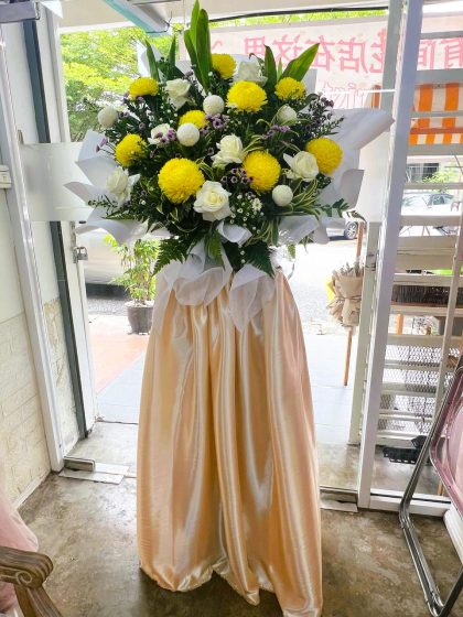 Satin Box Serene Memory Floral Stand Express your heartfelt condolences and honor the memory of your loved one