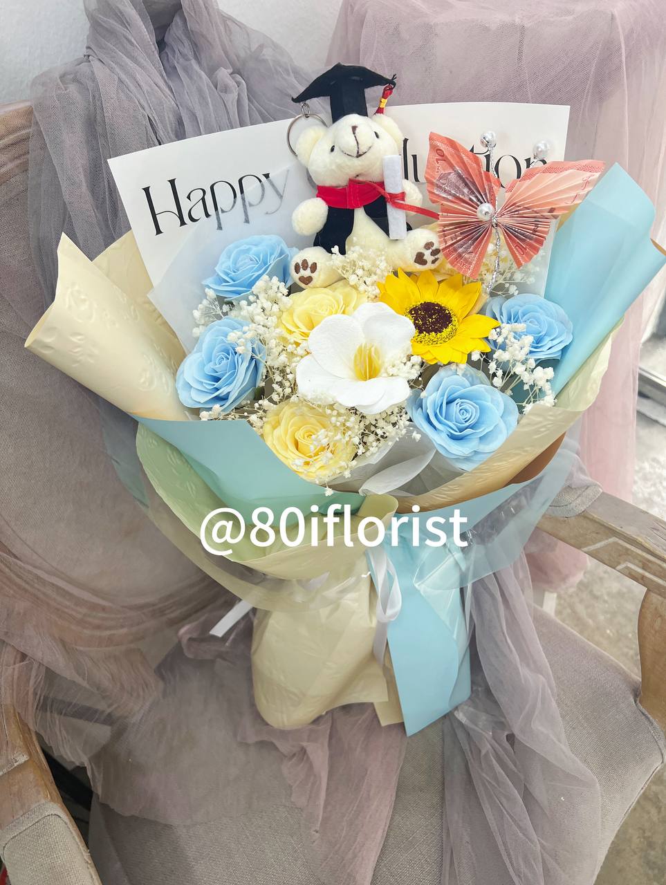 Handmade flower bouquet for graduate at New Era University College, Kajang